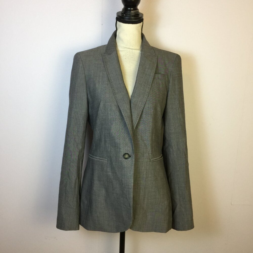 Banana Republic Blazer Suit Jacket Size 10 Womans Gray Wool One Button Career